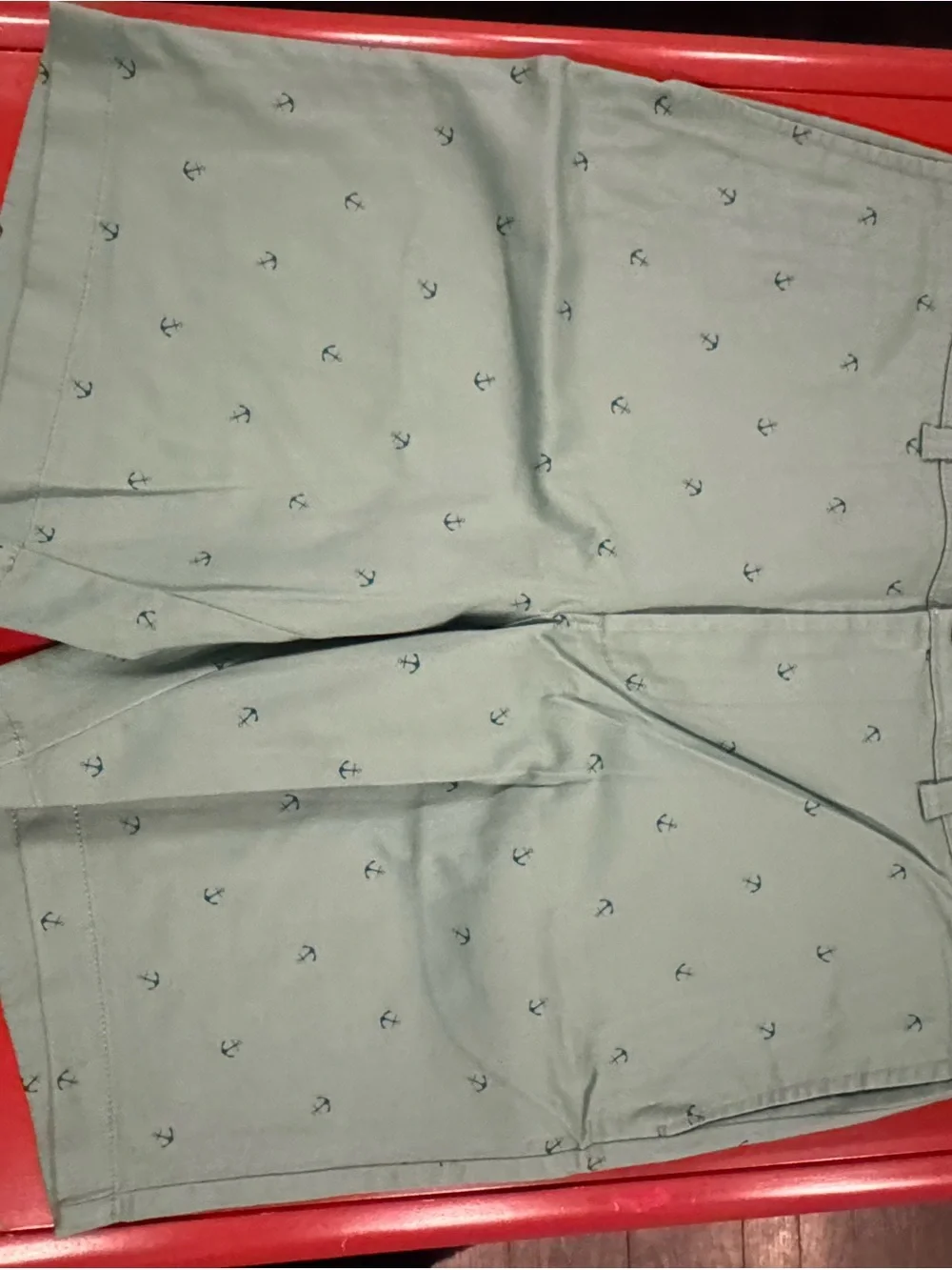 J. Crew Sage Green Anchor-Print Flat Front Shorts